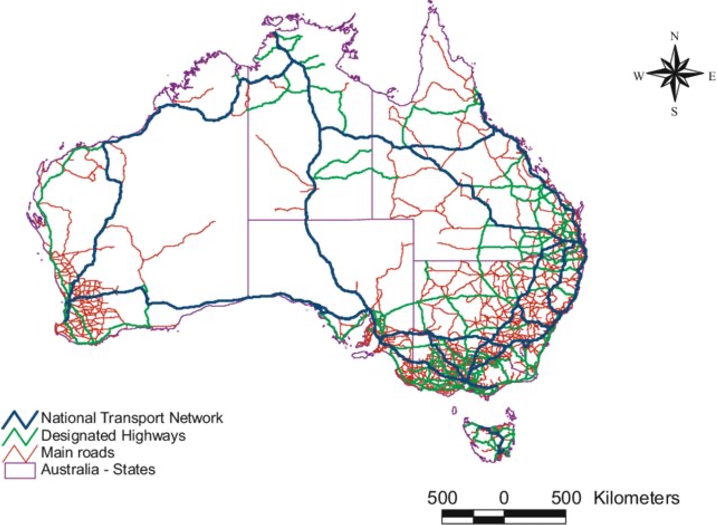 map of Australia's major roads